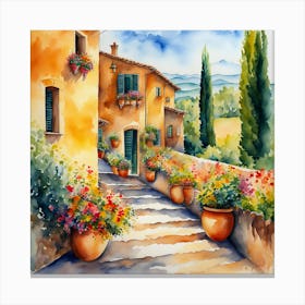 Watercolor Of Tuscany Canvas Print