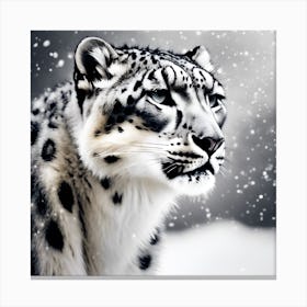 Observing the Winter Landscape, Snow Leopard Canvas Print