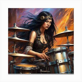 Drummer girl Canvas Print