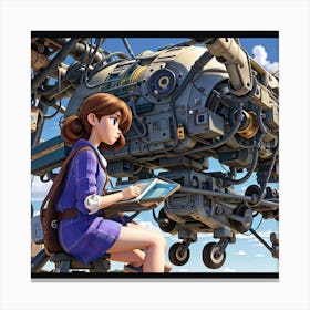 Girl Reading A Book Canvas Print