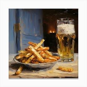 Beer And French Fries Canvas Print