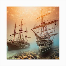 Sailing Ships In The Ocean Canvas Print