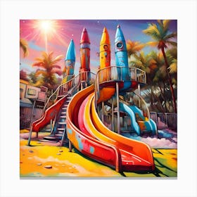 Let's Play On The Rocket Slide At The Park Canvas Print