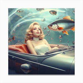 Girl In A Car 4 Canvas Print