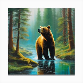 Brown Bear In The Forest 1 Canvas Print