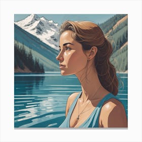 Lake Lady In Blue Canvas Print