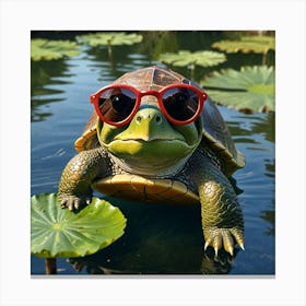 Turtle In Sunglasses 2 Canvas Print