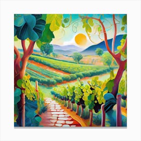 Firefly Beautiful Modern Lush Spanish Vinyard Landscape 8813 Canvas Print