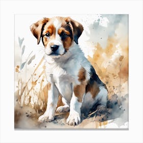 Watercolor Of A Puppy Canvas Print