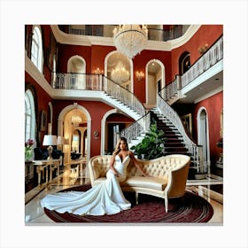 Model Female Mansion Luxury Estate Glamour Fashion Style Elegant Opulent Wealth Rich Gra Canvas Print