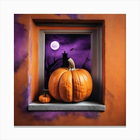 Orange And Purple Halloween Pumpkin Design Canvas Print