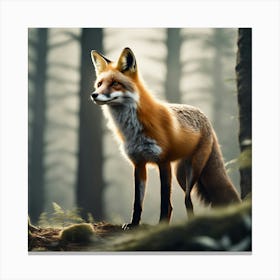 Red Fox In The Forest 23 Canvas Print