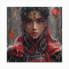 Chinese Girl In The Rain Canvas Print