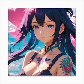 Anime Girl With love Tattoos Canvas Print