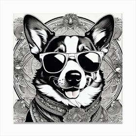 Corgi Dog With Sunglasses 4 Canvas Print