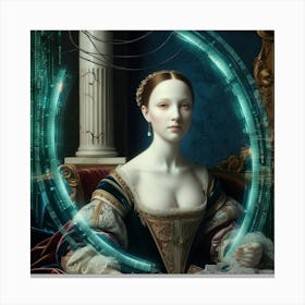 Lady With A Clock Canvas Print