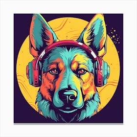 German Shepard with Headphones Canvas Print