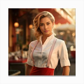 Waitress In Restaurant Canvas Print