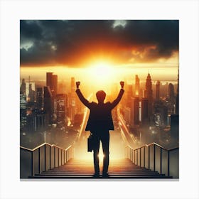 Businessman Celebrating Success Canvas Print