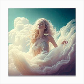 Firefly Girl, Clouds, Ethereal, Dreamy, Surreal, Airy, Mystical, Celestial, Fantasy, Delicate, Grace (9) Canvas Print