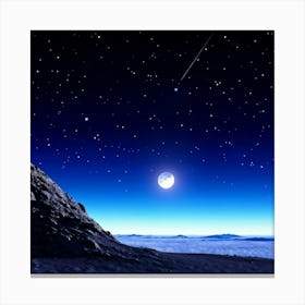 Moon Casting A Silvery Glow On The Horizon Positioning Of This Celestial Body Suggests Its Ascent O Canvas Print