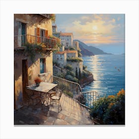 Clifftop Crescendo: Positano's Charm in Watercolour Melody Canvas Print