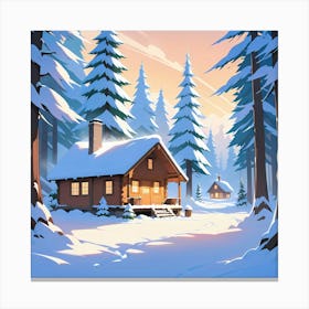 Winter Cabin In The Woods 2 Canvas Print