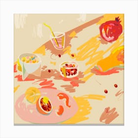 Orange And Pink Fruit Square Canvas Print