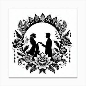 Silhouette of Couple 5 Canvas Print