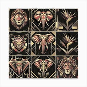 Deco Lions Canvas Print