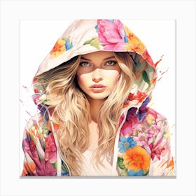 Girl In A Hoodie Canvas Print