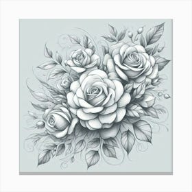 Pencil Sketch of a Bouquet Canvas Print