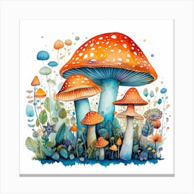 Mushrooms And Flowers 59 Canvas Print