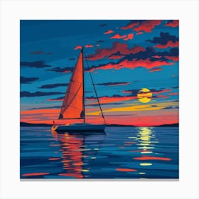 Sailboat At Sunset 13 Lienzo