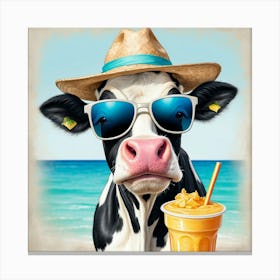 Cow At The Beach Canvas Print