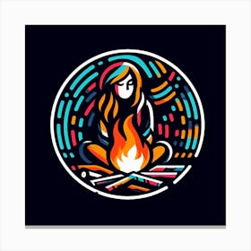 Girl With A Fire Canvas Print