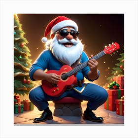 Santa Claus Playing Guitar Canvas Print