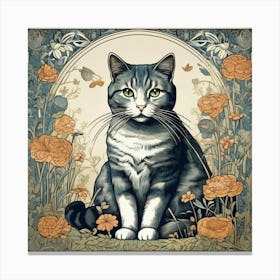 william morris cat art 2 Canvas Print