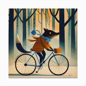 Fox On A Bike 4 Canvas Print