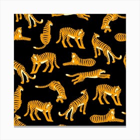 Seamless Exotic Pattern With Tigers Canvas Print
