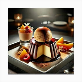 A Fusion Dessert Named Tartufo Leche Flan, Combi Canvas Print