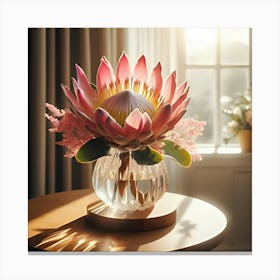 A Image Of A Protea Flower In A Vase On A Pedestal 2 Canvas Print