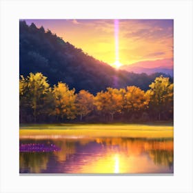 Sunset By The Lake Canvas Print