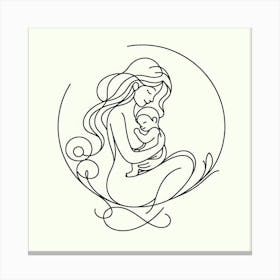 Young mother, love, lineart Canvas Print