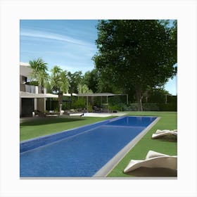 Modern Villa With Swimming Pool 1 Canvas Print