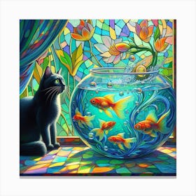 Feline Fantasia in Aquamarine Canvas Print