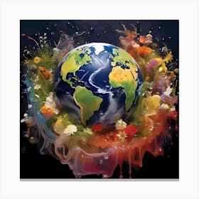 AI Terra: The Vivid Harmony of Earth, Water, and Light  Canvas Print