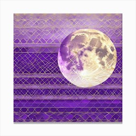 Big white moon purple space Canvas Print