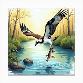 Osprey Fishing Canvas Print