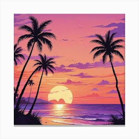 Palm Tree Sunset Art Prin (2) Canvas Print